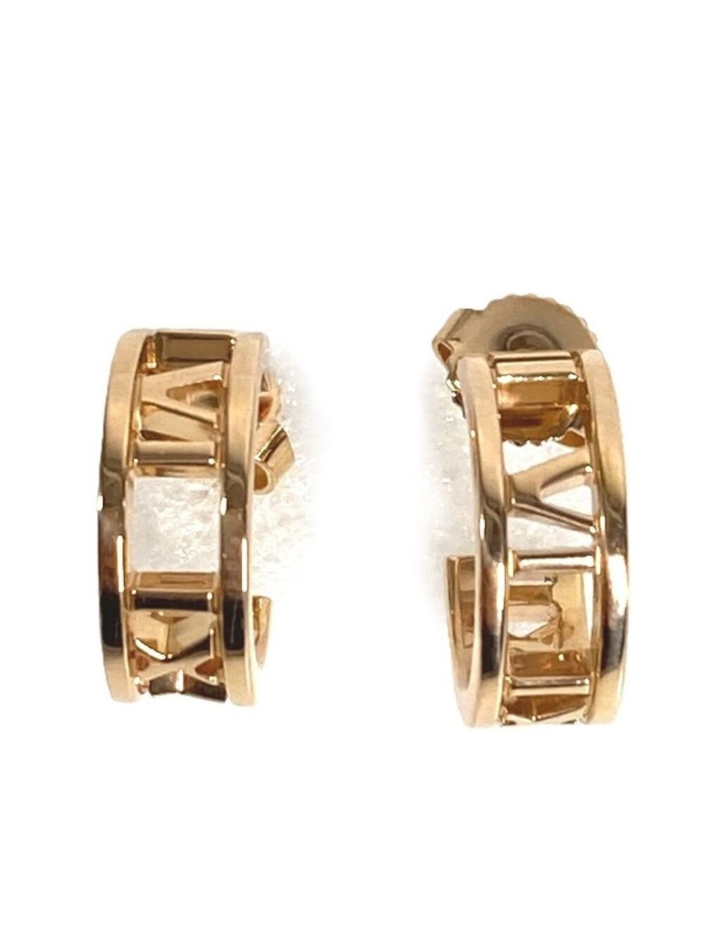 Tiffany & Co Earrings Atlas Logo Pink Gold